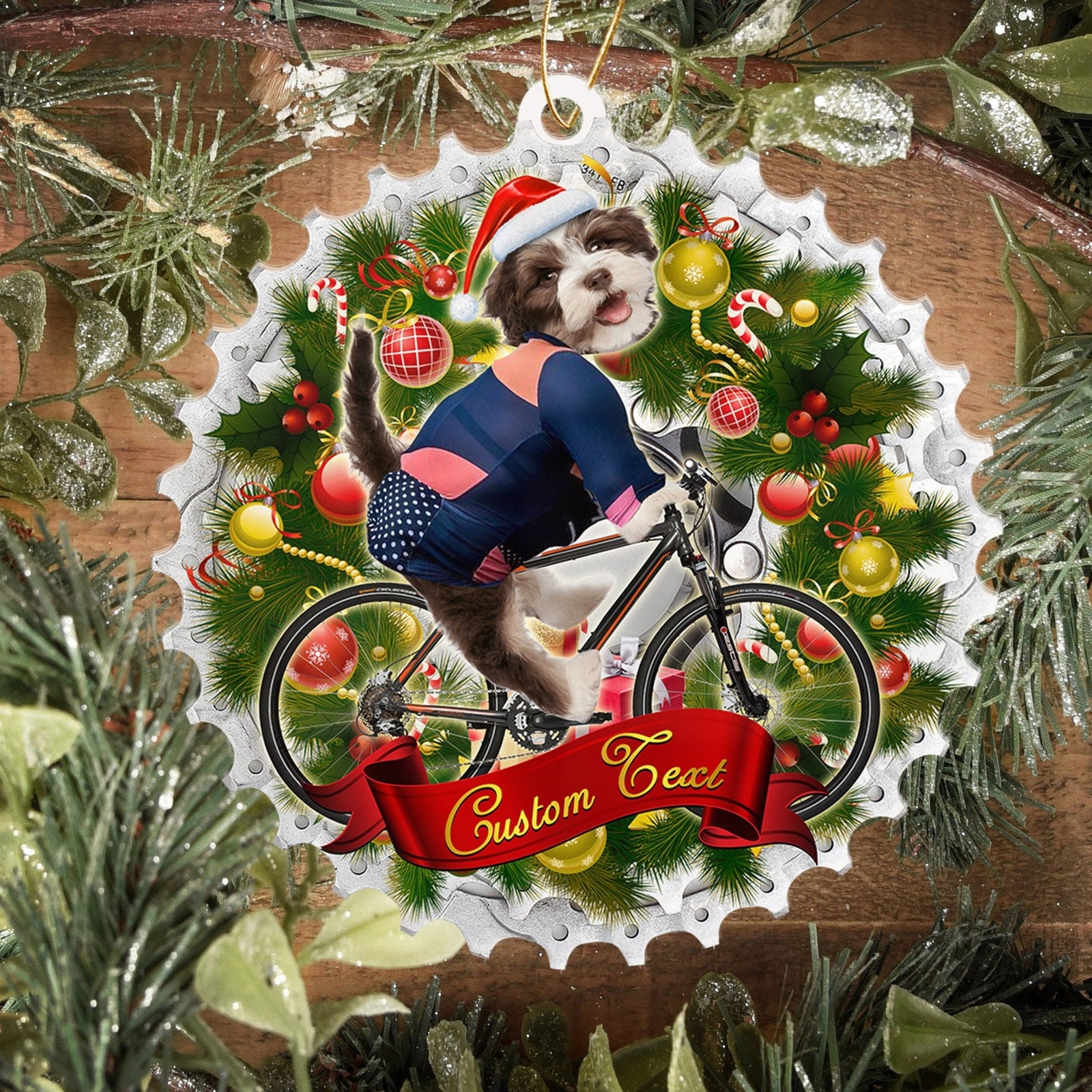 Havanese Cycling Christmas Ornament