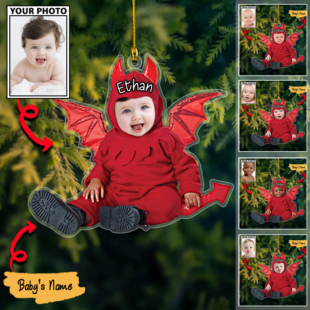 Custom Baby Cute Photo With Name for Christmas Ornament