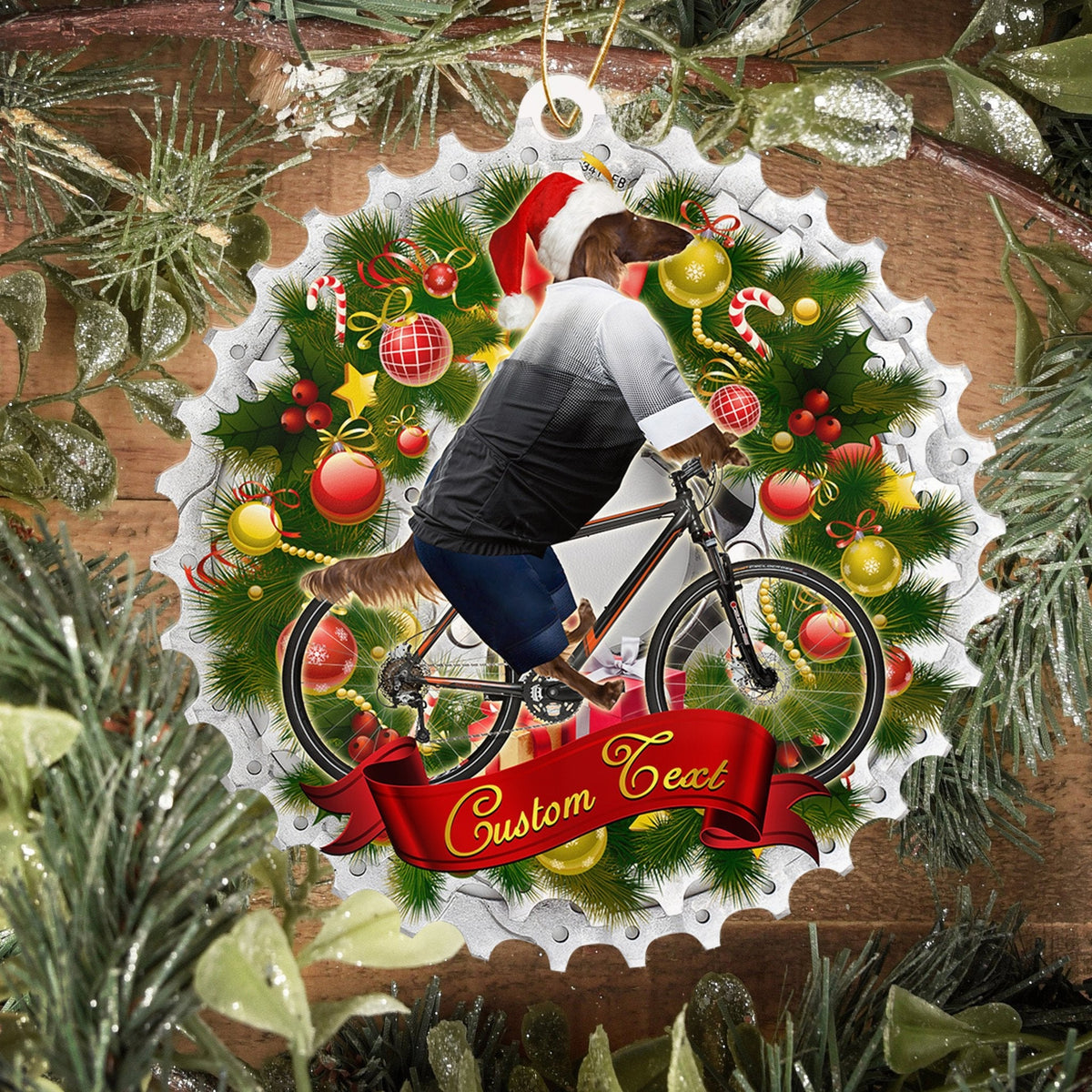 Gordon Setter Cycling Christmas Ornament