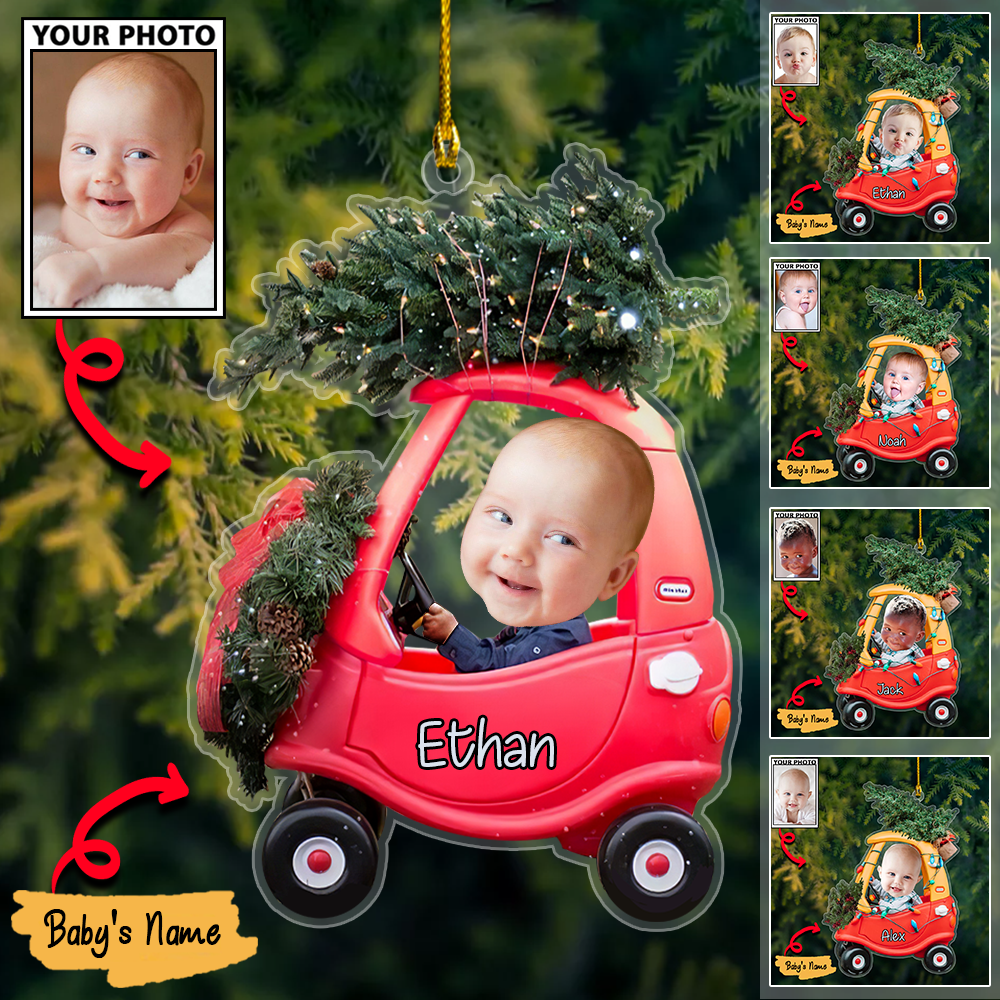 Custom Baby Cute Photo With Name for Christmas Ornament