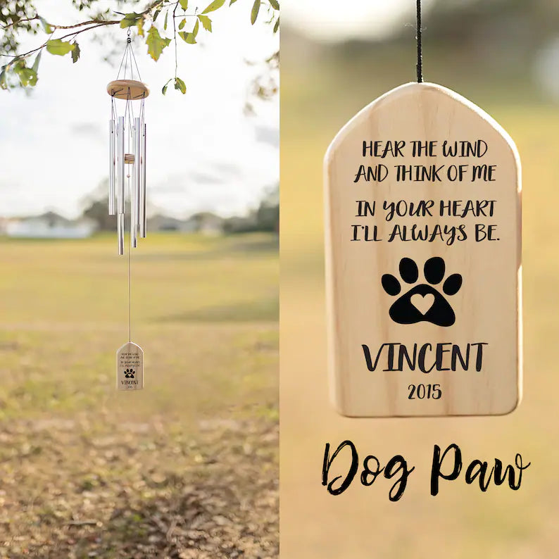 PERSONALIZED WIND CHIMES &quot;ALWAYS IN YOUR HEART&quot; PET MEMORIAL GIFT CHIME