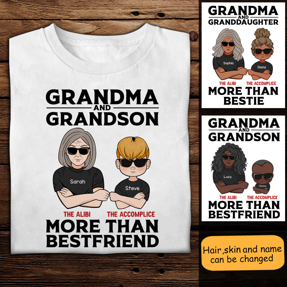 Grandma &amp; Grandson Granddaughter Custom Apparel Gift For Grandma