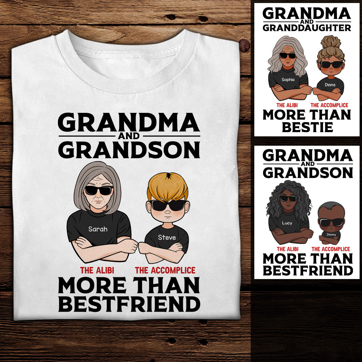 Grandma &amp; Grandson Granddaughter Custom Apparel Gift For Grandma
