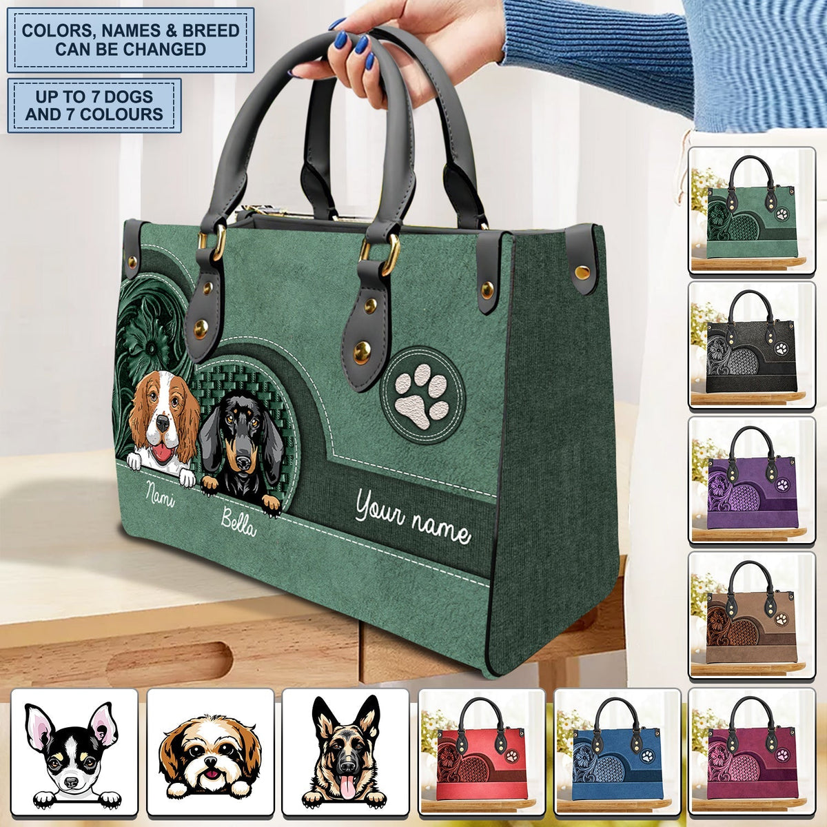 Pets Personalized Leather Handbag(Cat &amp; Dog)