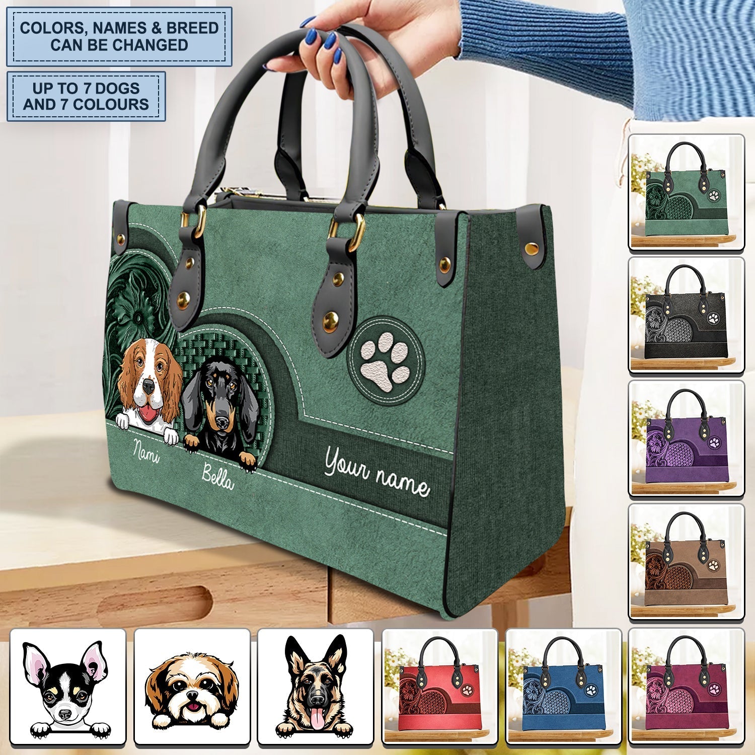 Pets Personalized Leather Handbag(Cat & Dog) - madroop