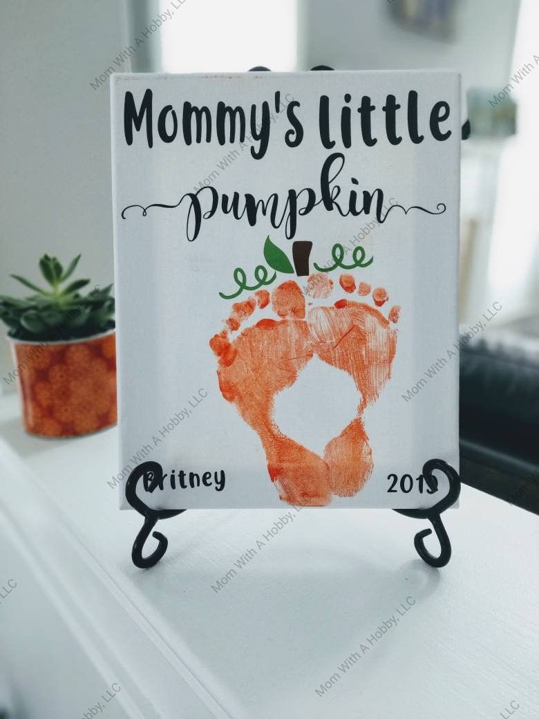Pumpkin Footprint, Mommy&#39;s Little Pumpkin, Footprint Art, Baby Footprint, Toddler Footprint, Pumpkin Baby Shower, Fall Baby Shower Gifts