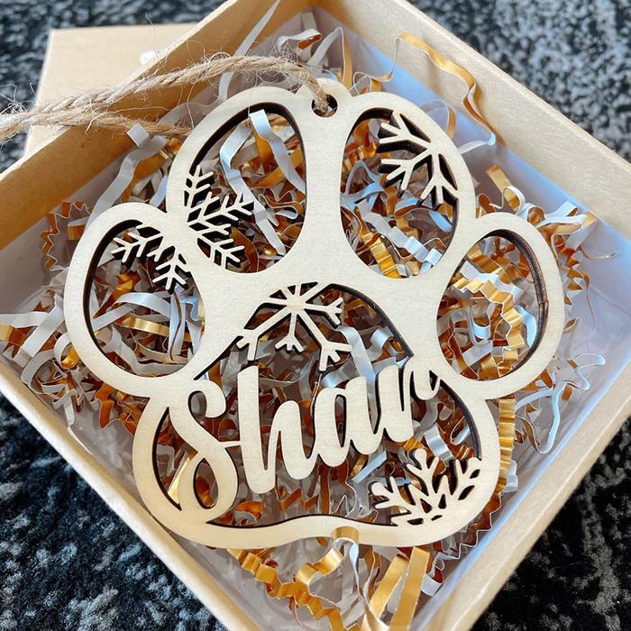 Christmas is Coming! Personalized Wooden Paw Ornament (Dog, Cat &amp; Angel Wings) - Customized Decoration Gift.